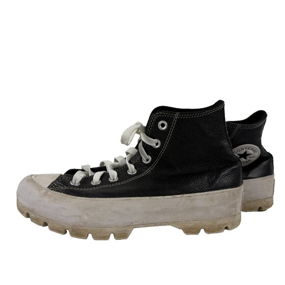 Converse Chuck Taylor All Star Lugged Shoes Womens Size 8 Black Leather Platform - Picture 1 of 6
